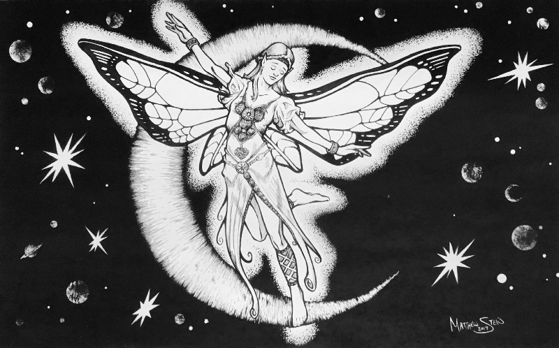 Luna Fairy pen and ink drawing